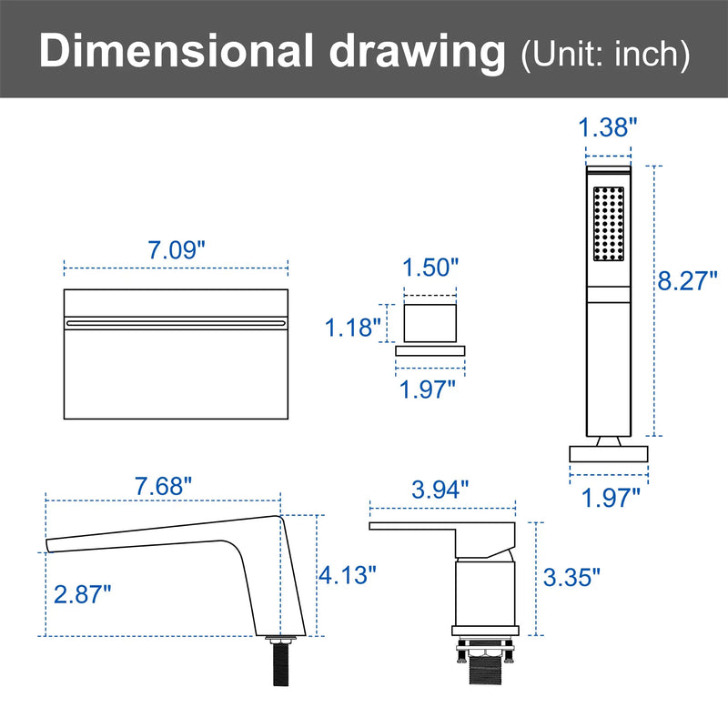 Deck Mount Roman Tub Faucet with Sprayer Waterfall Tub Filler with Hand Shower, Single Handle Bathtub Faucet Set with Handheld Shower Head, Valve and Trim Included deck-mount-roman-tub-faucet-with-sprayer-waterfall-tub-filler-with-hand-shower-single-handle-bathtub-faucet-set-with-handheld-shower-head-valve-and-trim-included 