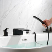 Deck Mount Roman Tub Faucet with Sprayer Waterfall Tub Filler with Hand Shower, Single Handle Bathtub Faucet Set with Handheld Shower Head, Valve and Trim Included deck-mount-roman-tub-faucet-with-sprayer-waterfall-tub-filler-with-hand-shower-single-handle-bathtub-faucet-set-with-handheld-shower-head-valve-and-trim-included 