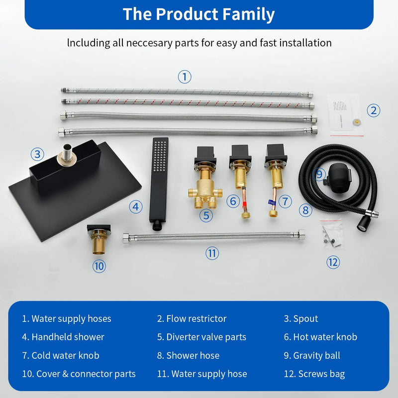 Deck Mounted Bath Filler Widespread Five-Piece Bathtub Faucet with Pull-Out Handheld Shower deck-mounted-bath-filler-widespread-five-piece-bathtub-faucet-with-pull-out-handheld-shower 