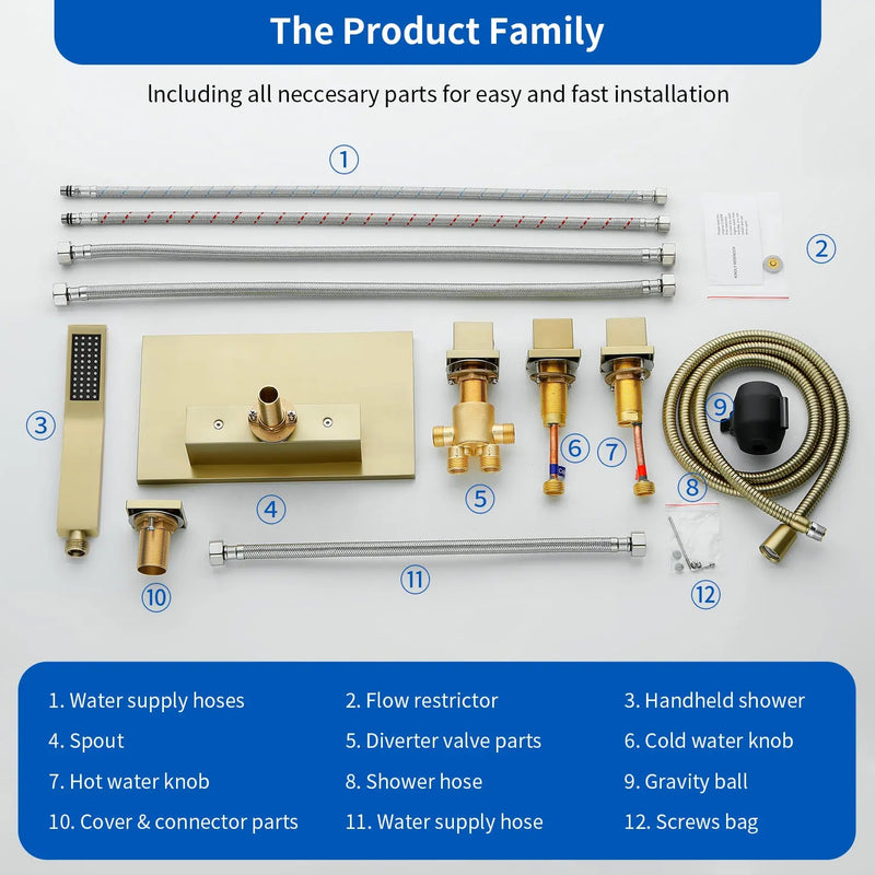 Deck Mounted Bath Filler Widespread Five-Piece Bathtub Faucet with Pull-Out Handheld Shower deck-mounted-bath-filler-widespread-five-piece-bathtub-faucet-with-pull-out-handheld-shower 