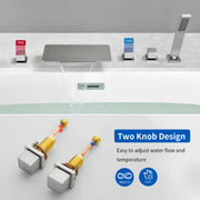 Deck Mounted Roman Bath Filler 5-Hole 2-Handle tub faucet trim with High Pressure Hand Shower and SUS304 Bath Tub Spout 5-hole-2-handle-deck-mounted-roman-bath-filler-with-high-pressure-hand-shower-and-sus304-bath-tub-spout 