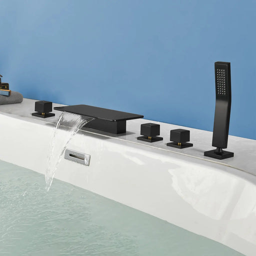 Deck Mounted Roman Bath Filler 5-Hole 2-Handle tub faucet trim with High Pressure Hand Shower and SUS304 Bath Tub Spout 5-hole-2-handle-deck-mounted-roman-bath-filler-with-high-pressure-hand-shower-and-sus304-bath-tub-spout 
