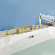 Deck Mounted Roman Bath Filler 5-Hole 2-Handle tub faucet trim with High Pressure Hand Shower and SUS304 Bath Tub Spout 5-hole-2-handle-deck-mounted-roman-bath-filler-with-high-pressure-hand-shower-and-sus304-bath-tub-spout 
