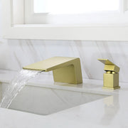 Deck Mounted Two Holes Single-Handle Waterfall Bathroom Sink Faucet 1.2GPM bathroom-sink-faucet-black 