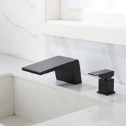 Deck Mounted Two Holes Single-Handle Waterfall Bathroom Sink Faucet 1.2GPM bathroom-sink-faucet-black 