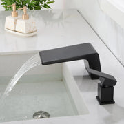 Deck Mounted Two Holes Single-Handle Waterfall Bathroom Sink Faucet 1.2GPM bathroom-sink-faucet-black 