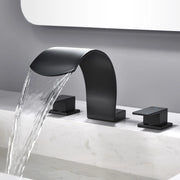 Deck Mounted Waterfall 8" Widespread Bathroom Sink Faucet 3 Holes,Double Handle Basin Mixer Tap deck-mount-waterfall-faucet-8-widespread-3-hole Matte Black / Brass & SUS304 / 14.8*9.6*4.7inches