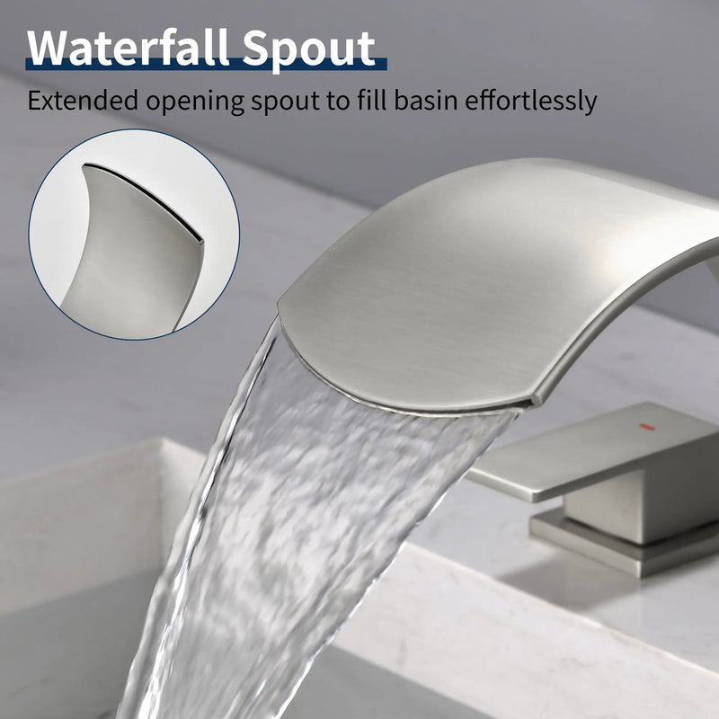 Deck Mounted Waterfall 8" Widespread Bathroom Sink Faucet 3 Holes,Double Handle Basin Mixer Tap deck-mount-waterfall-faucet-8-widespread-3-hole 