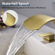 Deck Mounted Waterfall 8" Widespread Bathroom Sink Faucet 3 Holes,Double Handle Basin Mixer Tap deck-mount-waterfall-faucet-8-widespread-3-hole 