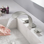 Deck Mounted Waterfall 8" Widespread Bathroom Sink Faucet 3 Holes,Double Handle Basin Mixer Tap deck-mount-waterfall-faucet-8-widespread-3-hole 