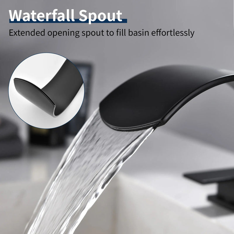 Deck Mounted Waterfall 8" Widespread Bathroom Sink Faucet 3 Holes,Double Handle Basin Mixer Tap deck-mount-waterfall-faucet-8-widespread-3-hole 