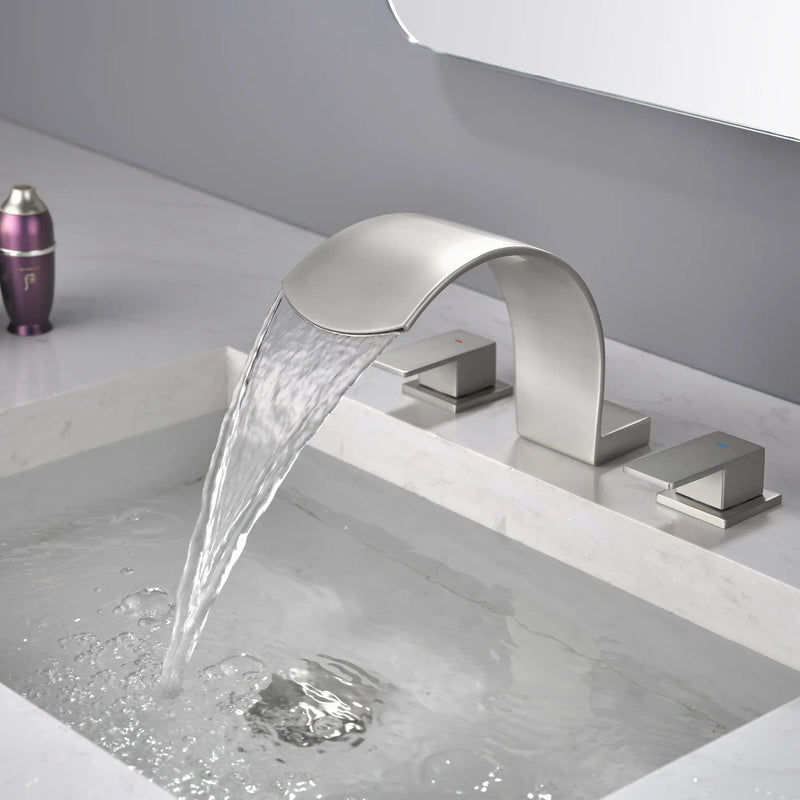 Deck Mounted Waterfall 8" Widespread Bathroom Sink Faucet 3 Holes,Double Handle Basin Mixer Tap deck-mount-waterfall-faucet-8-widespread-3-hole 
