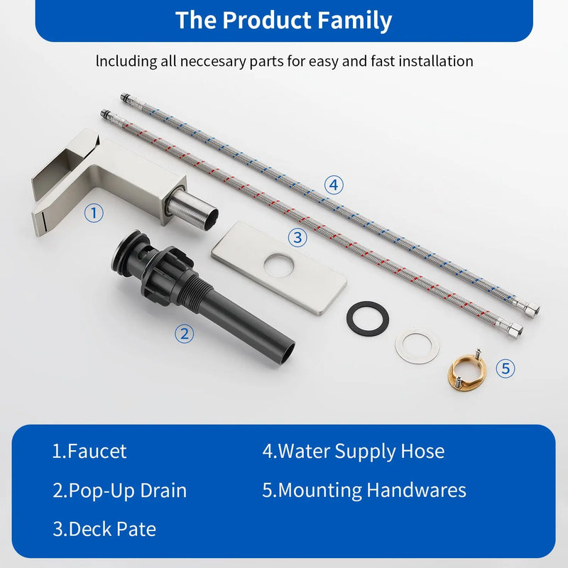 Deck Mounted Waterfall Lavatory Faucet Single Lever Single Hole Basin Mixer Tap with Pop-Up Drain deck-mounted-single-lever-single-hole-waterfall-vessel-faucet-with-pop-up-drain 