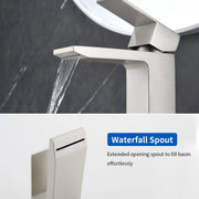 Deck Mounted Waterfall Lavatory Faucet Single Lever Single Hole Basin Mixer Tap with Pop-Up Drain deck-mounted-single-lever-single-hole-waterfall-vessel-faucet-with-pop-up-drain 