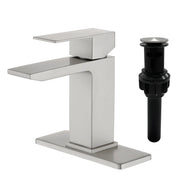 Deck Mounted Waterfall Lavatory Faucet Single Lever Single Hole Basin Mixer Tap with Pop-Up Drain deck-mounted-single-lever-single-hole-waterfall-vessel-faucet-with-pop-up-drain Brushed Nickel / SUS304 / 13.2*11.2*3.5 inches