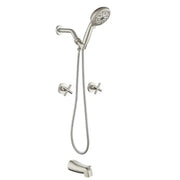 Diverter Tub and Shower Trim Kit with 2-Cross Handle,10 Spray Handheld Shower diverter-tub-and-shower-trim-kit-with-2-cross-handle-10-spray-handheld-shower Brushed Nickel / Brass & SUS304 & ABS / 17.3*10.1*5.4 inches