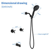 Diverter Tub and Shower Trim Kit with 2-Cross Handle,10 Spray Handheld Shower diverter-tub-and-shower-trim-kit-with-2-cross-handle-10-spray-handheld-shower 