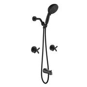 Diverter Tub and Shower Trim Kit with 2-Cross Handle,10 Spray Handheld Shower diverter-tub-and-shower-trim-kit-with-2-cross-handle-10-spray-handheld-shower Matte Black / Brass & SUS304 & ABS / 17.3*10.1*5.4 inches