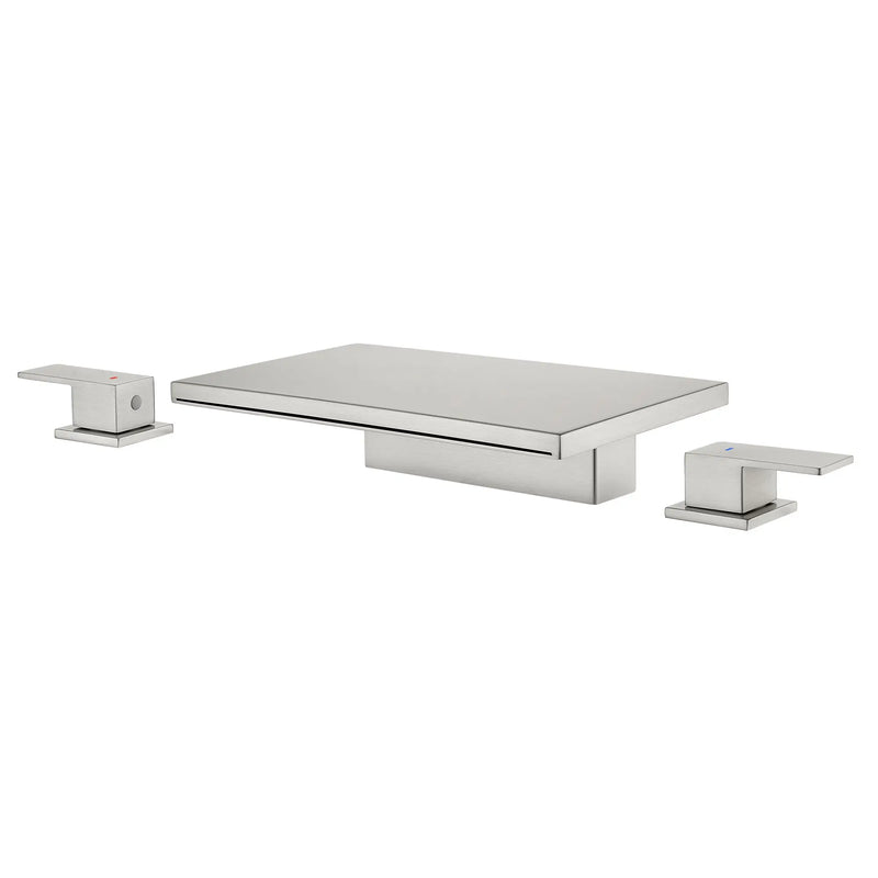 Dual Lever Bathroom Basin Tap Hot and Cold Water Square Widespread Waterfall 3-Hole Roman Tub Faucet Trim dual-lever-3-hole-hot-and-cold-water-square-bathroom-basin-tap-widespread-waterfall-bathroom-faucet 