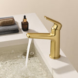 Single Handle Bathroom Sink Faucet Deck Mount One Hole Vanity Faucet with Pop-Up Drain - Matte Black, Chrome, Brushed Nickel, Brushed Gold