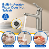 Single Handle Bathroom Sink Faucet Deck Mount One Hole Vanity Faucet with Pop-Up Drain - Matte Black, Chrome, Brushed Nickel, Brushed Gold