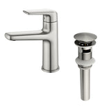 Single Handle Bathroom Sink Faucet Deck Mount One Hole Vanity Faucet with Pop-Up Drain - Matte Black, Chrome, Brushed Nickel, Brushed Gold