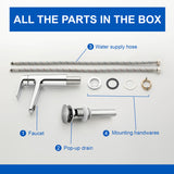 Single Handle Bathroom Sink Faucet Deck Mount One Hole Vanity Faucet with Pop-Up Drain - Matte Black, Chrome, Brushed Nickel, Brushed Gold