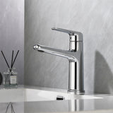 Single Handle Bathroom Sink Faucet Deck Mount One Hole Vanity Faucet with Pop-Up Drain - Matte Black, Chrome, Brushed Nickel, Brushed Gold