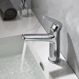 Single Handle Bathroom Sink Faucet Deck Mount One Hole Vanity Faucet with Pop-Up Drain - Matte Black, Chrome, Brushed Nickel, Brushed Gold