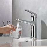 Single Handle Bathroom Sink Faucet Deck Mount One Hole Vanity Faucet with Pop-Up Drain - Matte Black, Chrome, Brushed Nickel, Brushed Gold