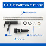 Single Handle Bathroom Sink Faucet Deck Mount One Hole Vanity Faucet with Pop-Up Drain - Matte Black, Chrome, Brushed Nickel, Brushed Gold