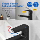 Single Handle Bathroom Sink Faucet Deck Mount One Hole Vanity Faucet with Pop-Up Drain - Matte Black, Chrome, Brushed Nickel, Brushed Gold