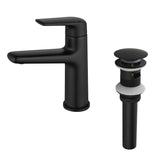 Single Handle Bathroom Sink Faucet Deck Mount One Hole Vanity Faucet with Pop-Up Drain - Matte Black, Chrome, Brushed Nickel, Brushed Gold