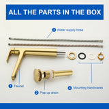 1-Hole Vessel Bathroom Faucet Brass Single Lever Basin Mixer Faucet with Stainles Steel Pop Up Sink Drain