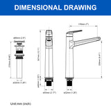 1-Hole Vessel Bathroom Faucet Brass Single Lever Basin Mixer Faucet with Stainles Steel Pop Up Sink Drain