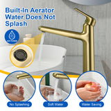 1-Hole Vessel Bathroom Faucet Brass Single Lever Basin Mixer Faucet with Stainles Steel Pop Up Sink Drain