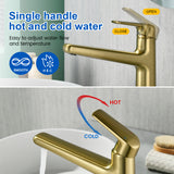 1-Hole Vessel Bathroom Faucet Brass Single Lever Basin Mixer Faucet with Stainles Steel Pop Up Sink Drain