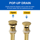 1-Hole Vessel Bathroom Faucet Brass Single Lever Basin Mixer Faucet with Stainles Steel Pop Up Sink Drain