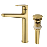 1-Hole Vessel Bathroom Faucet Brass Single Lever Basin Mixer Faucet with Stainles Steel Pop Up Sink Drain