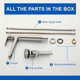 1-Hole Vessel Bathroom Faucet Brass Single Lever Basin Mixer Faucet with Stainles Steel Pop Up Sink Drain