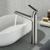 1-Hole Vessel Bathroom Faucet Brass Single Lever Basin Mixer Faucet with Stainles Steel Pop Up Sink Drain