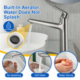 1-Hole Vessel Bathroom Faucet Brass Single Lever Basin Mixer Faucet with Stainles Steel Pop Up Sink Drain