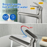 1-Hole Vessel Bathroom Faucet Brass Single Lever Basin Mixer Faucet with Stainles Steel Pop Up Sink Drain