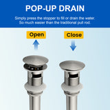 1-Hole Vessel Bathroom Faucet Brass Single Lever Basin Mixer Faucet with Stainles Steel Pop Up Sink Drain