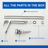 1-Hole Vessel Bathroom Faucet Brass Single Lever Basin Mixer Faucet with Stainles Steel Pop Up Sink Drain