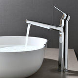 1-Hole Vessel Bathroom Faucet Brass Single Lever Basin Mixer Faucet with Stainles Steel Pop Up Sink Drain