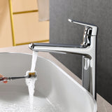 1-Hole Vessel Bathroom Faucet Brass Single Lever Basin Mixer Faucet with Stainles Steel Pop Up Sink Drain