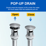 1-Hole Vessel Bathroom Faucet Brass Single Lever Basin Mixer Faucet with Stainles Steel Pop Up Sink Drain