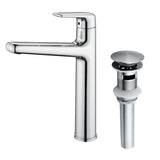 1-Hole Vessel Bathroom Faucet Brass Single Lever Basin Mixer Faucet with Stainles Steel Pop Up Sink Drain