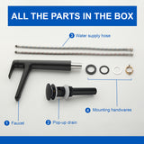 1-Hole Vessel Bathroom Faucet Brass Single Lever Basin Mixer Faucet with Stainles Steel Pop Up Sink Drain